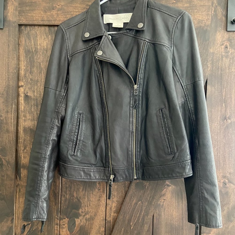 Treasure & Bond Leather Moto Jacket - Size Small